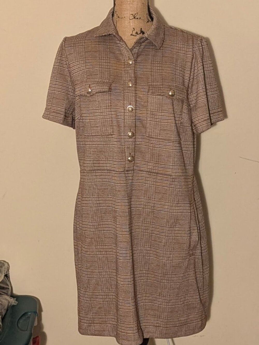 NWOT Loft Plaid Mini Shift Pocket Dress Size 14 - Picture 2 of 2